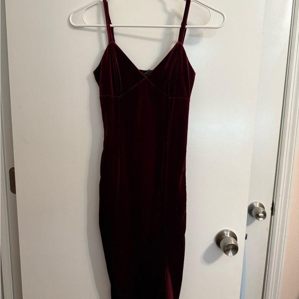 Elegant Burgundy Velvet Dress
